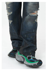 Black Ripped Distressed Wide Leg Jeans