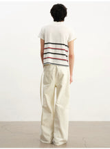Cream Washed Straight Leg Jeans
