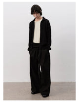 Pick Stitch Polo Collar Knitted Cardigan