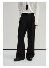 Waist-Adjustable Striped Flared Merino Wool Pants