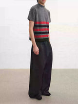 Low Rise Curved Pleated Quilted Pants