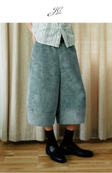 Loose Casual Twill Cropped Shorts