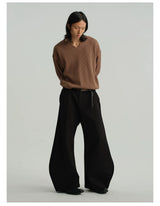 Cropped V-Neck Jacquard Sweatshirt