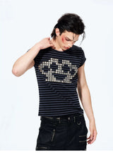 Rivet Striped Flutter Sleeve Tee