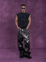 Men's Gray Rivet Print Tank Tops
