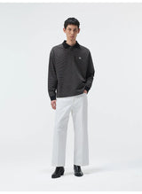 Striped Embroidered Long Sleeve Polo Tee