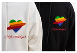 Loose Rainbow Heart Couple Hoodies