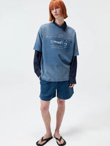 270G Printed Vintage Waffle Cotton Tee
