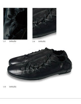 Pleated Lace-Up Full Grain Leather Shoes