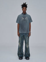 American Wide-Leg Washed Dirtyfit Jeans