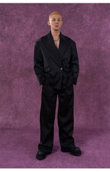 Men's Loose Vintage Satin Blazer