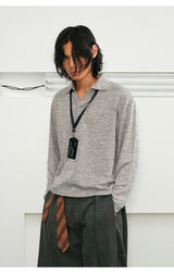 Men's Long Sleeve V-Neck Knit Top