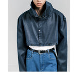 Y2K Cropped Stand Collar Jacket
