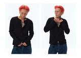 Men's Black & White Long-Sleeve Cooling Cardigan