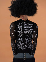 Men's Graffiti Mesh Long Sleeve Tee