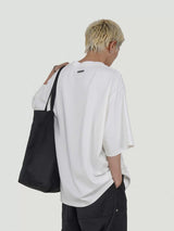 Embroidered Metal Logo Nylon Tote Bag