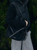 Large Matte Suede Crossbody Tote Bag