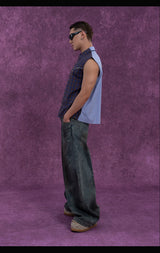 Men's Plaid Striped Patchwork Rivet Vest