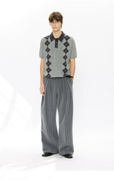Men's Summer Contrast Diamond Knit Polo