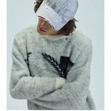 White Distressed Printed Long Brim Cap