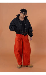 Men's Y2K Green Orange Cargo Pants