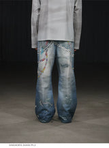 Y2K Cartoon-Printed Chain Wide-Leg Jeans