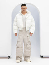 Men's Black White Gray Puffer Jacket