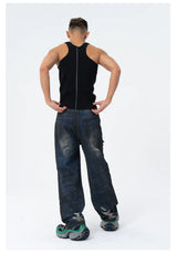 Black Ripped Distressed Wide Leg Jeans