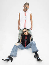 Men's Black Printed Tank Top