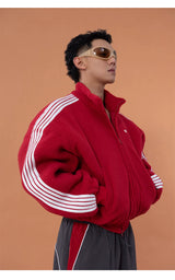 Men's Red Green Faux Shearling Jacket