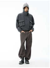 Faded Washed Pleated Straight Jeans