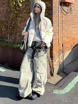 Vintage Washed Striped Multi-pocket Cargo Pants