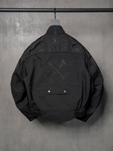 Loose Dark Curved Nylon Biker Jacket