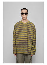 Striped Raw Edge Long Sleeve Tee