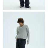 V-Neck Three-Color Waffle Lace Knit Sweater