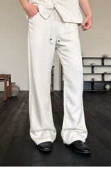 Drawstring Straight Leg Linen Lyocell Pants
