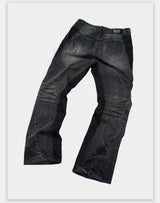 Stretchy Patchwork Crinkled Washed Flare Jeans