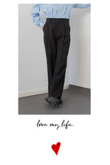 Men's Black Loose Straight Cuffed Pants