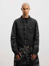 Tiger Sequin Boxy Cropped Denim Jacket