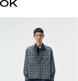 Short Color Block Plaid Cargo Shirt