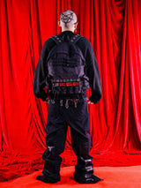 Loose Black Zippered Leather Biker Pants