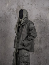 Distressed Patchwork Strapped Scavenger Jacket