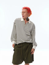 Men's Long Sleeve Striped Cotton Polo