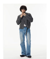 Gray Short Knit Cardigan Unisex