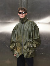 Loose Riveted Punk Leather Jacket