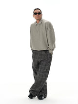 Black Grey Plaid Wool Pants