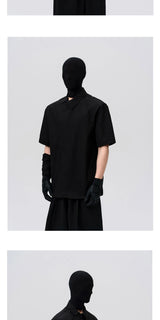 Asymmetric Slant Collar Short Sleeve Shirt