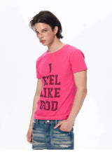 Men's Rhinestone Letter Crew Neck Tees