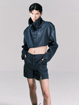 Y2K Cropped Stand Collar Jacket