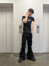 Stretchy Three Stripe Flared Patent Pants
